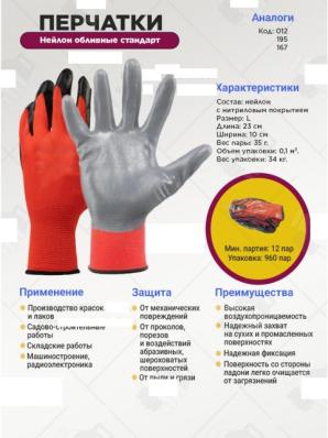 Перчатки нейлон обливные Стандарт